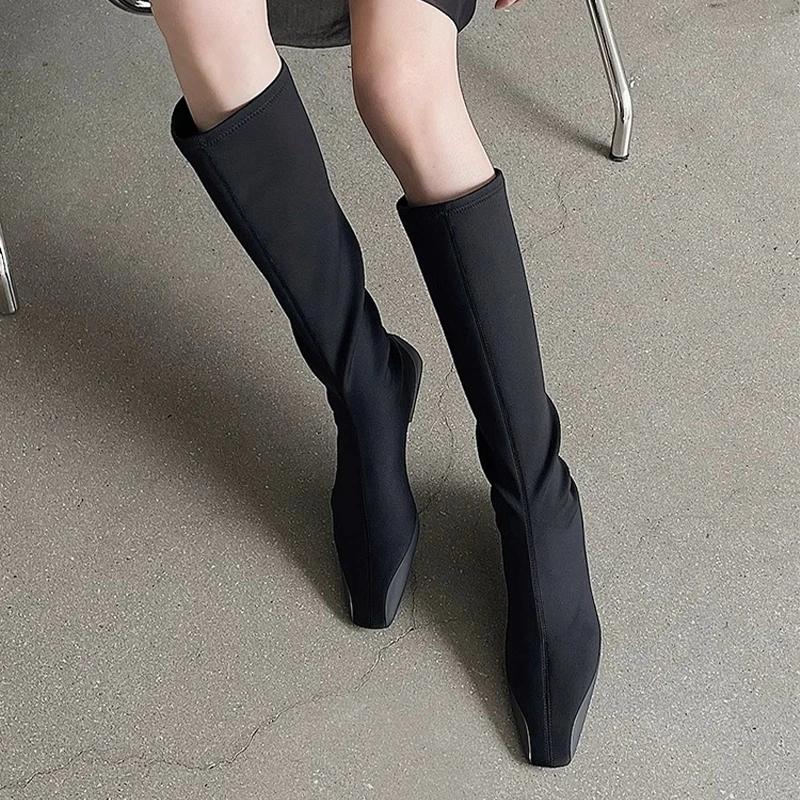 New Brand Knee High Sock Boots Casual Women Shoes Designer Flats Comfort Long Boots  Trend Fashion Winter Snow Botas Mujer