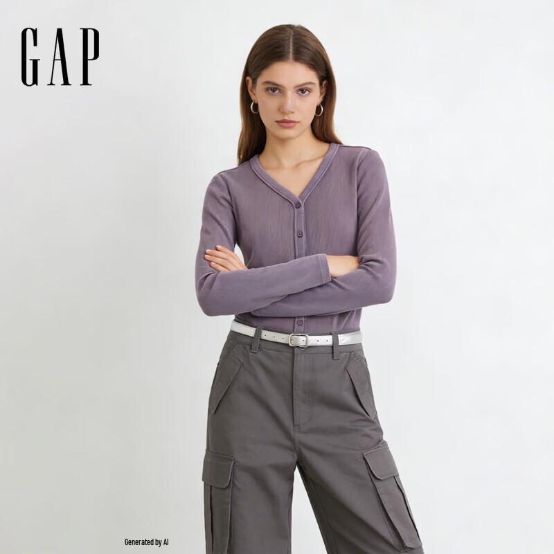 GAP Women s 2026 Spring Vintage Washed V-Neck Rib Knit Top L (170/92A)