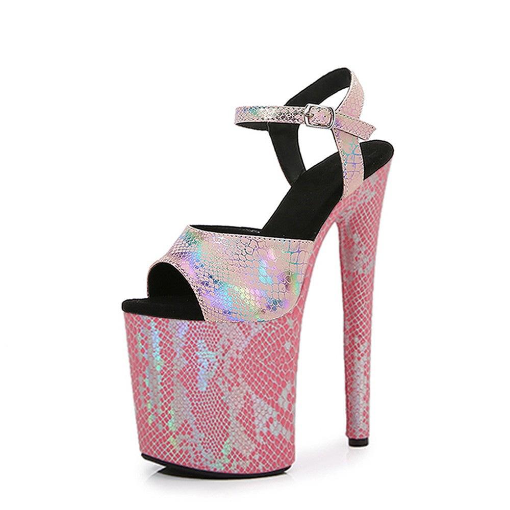 20Cm Symphony Snake Sandals Hate the sky high large size super high heel sexy shoes pink nightclub catwalk dancing shoes