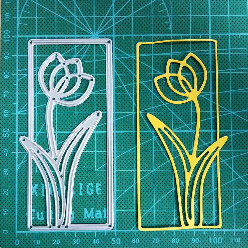 

Трафарет с кромкой цветка и тюльпана, металлические стальные режущие штампы для изготовления бумажного альбома для скрапбукинга своими руками