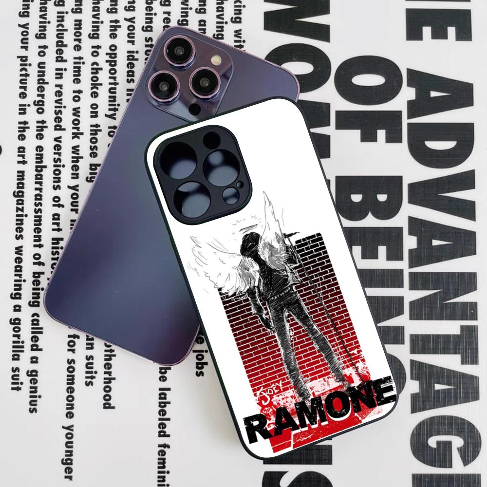 

Rock Band R-Ramones Phone Case for Iphone 16 15 14 12 11 13 Pro Max Mini 8 X Xr Xs Puls Black Glass Cover iPhone15 Plus