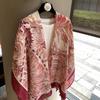 Old Qian Feng Cashew Nut Silk Scarf Women'S Spring, Autumn Winter Collocation Baotou Neck Protector Hanging Beard Ethnic Style Scarf Cardigan Shawl