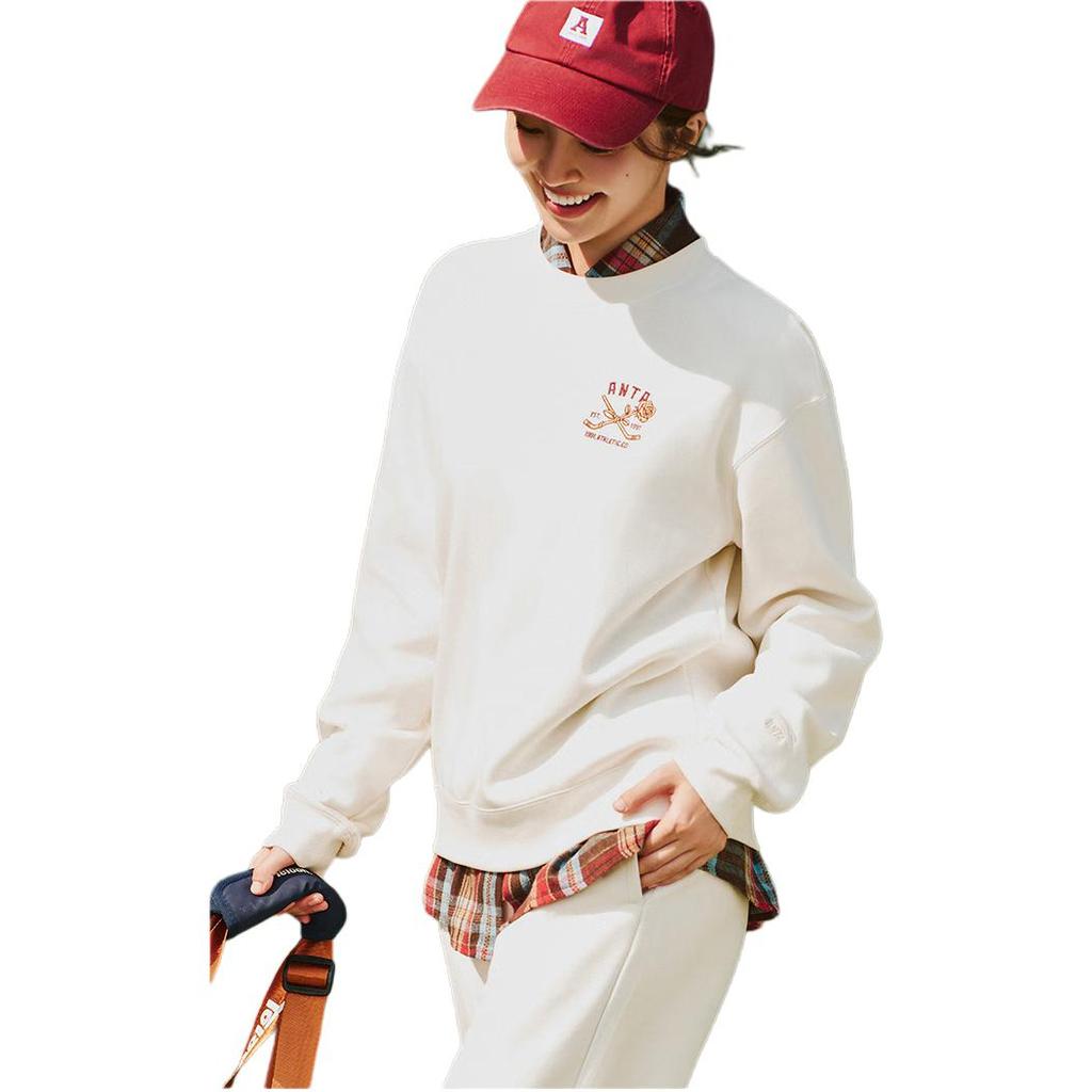 Anta Bequemes Weiches Buchstaben Zahlen Einfacher Rundhals Lockerer Pullover Damen Pullover 162548704N-1
