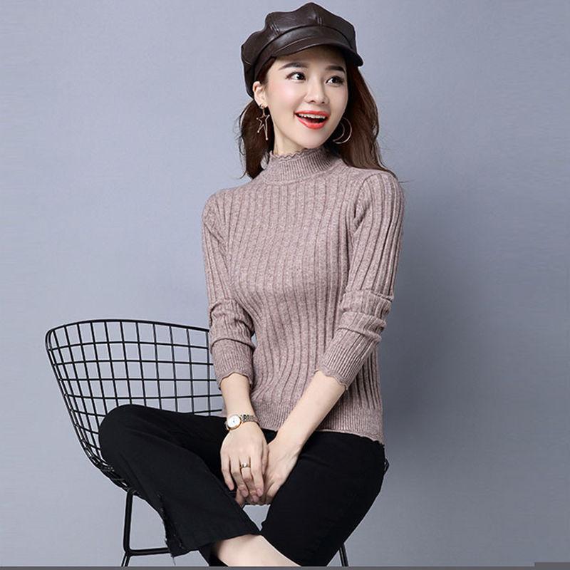 Dámské dámské svetry s vysokým elastickým polovičním rolákem Dámské pulovry dámské svetry