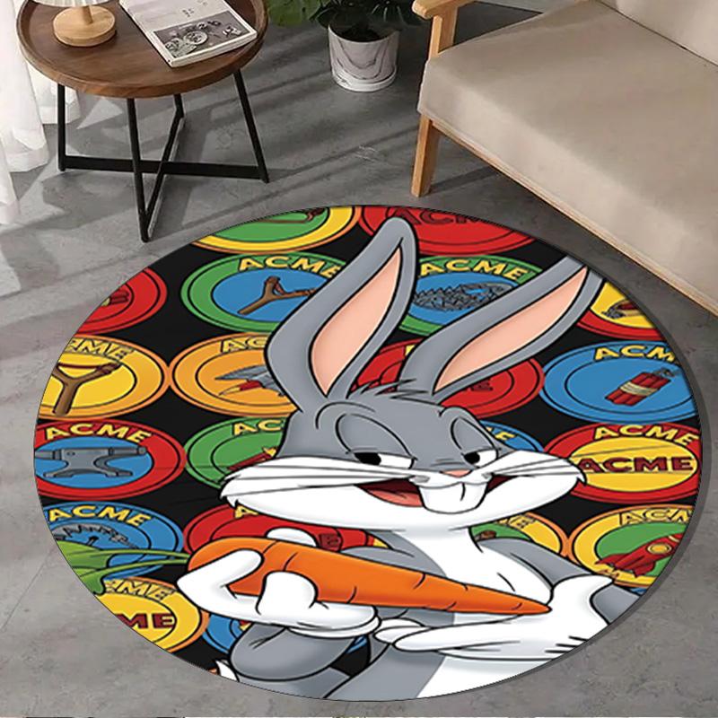 Classic Bunny Round Rug for Livingroom,Bedroom, Palyroom, Chair Rug, Area rug, Circle Carpet, Large Size Fan Christmas gift