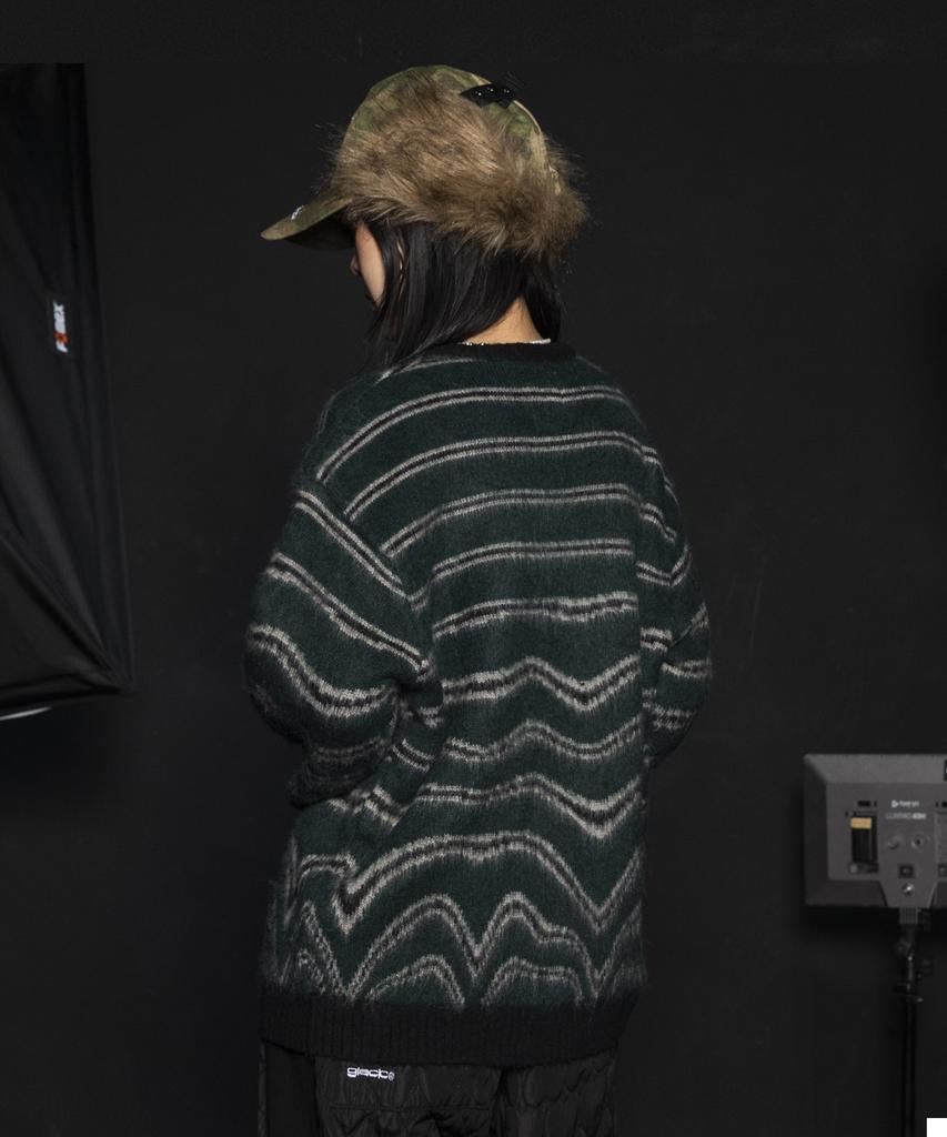GLACK Gnt030 Seismic Stripe Knit (Green)