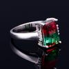 FCGJHW Multicolor Large Rectangular 10*14MM Tourmaline Craft Zircon Ring Female Engagement Wedding Party Jewelry Anniversary