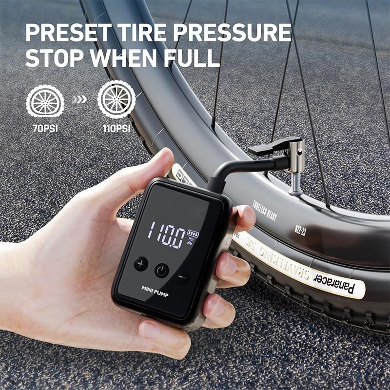 MTB Road Tire 150 PSI Portable Pocket Bike Electric Air Pump Digital Display Mini Fast Compressor