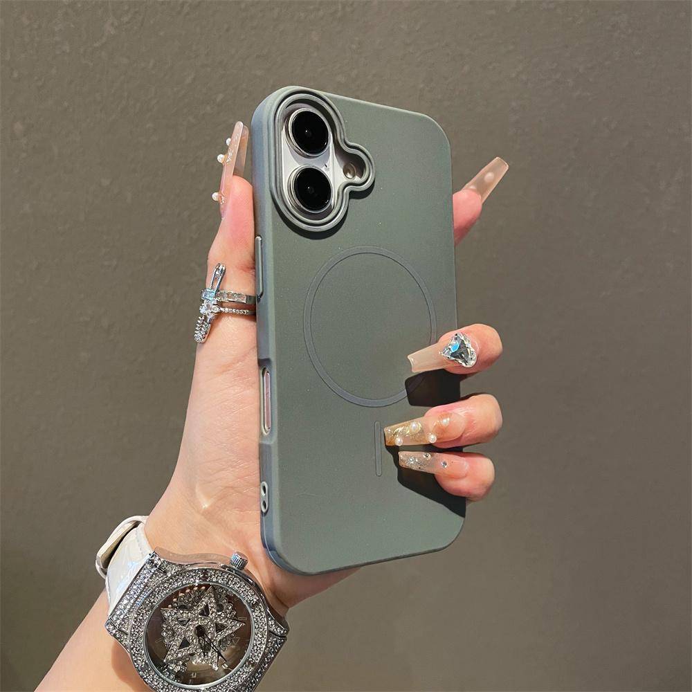 Ultrathin Simple for Magsafe Case for iPhone 16 Pro Max 15Pro 14 Plus 13 12 11 Matte Hit Color Lens Wireless Charging Soft Cover