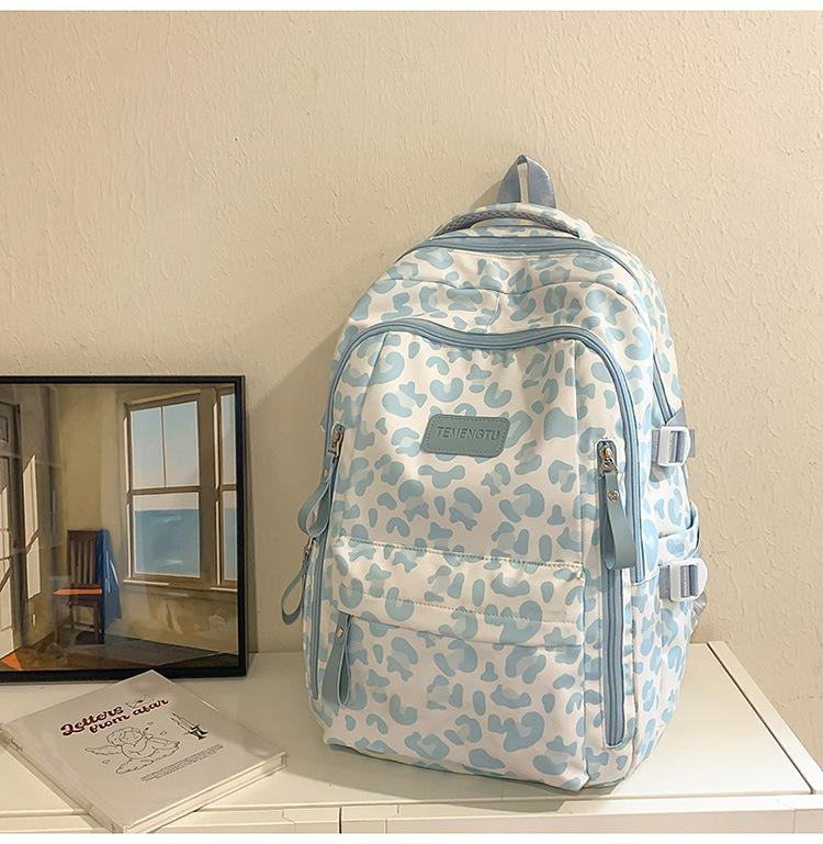 High school college student schoolbag women's fashion new fashion leopard print large capacity backpack trend versatile travel backpack