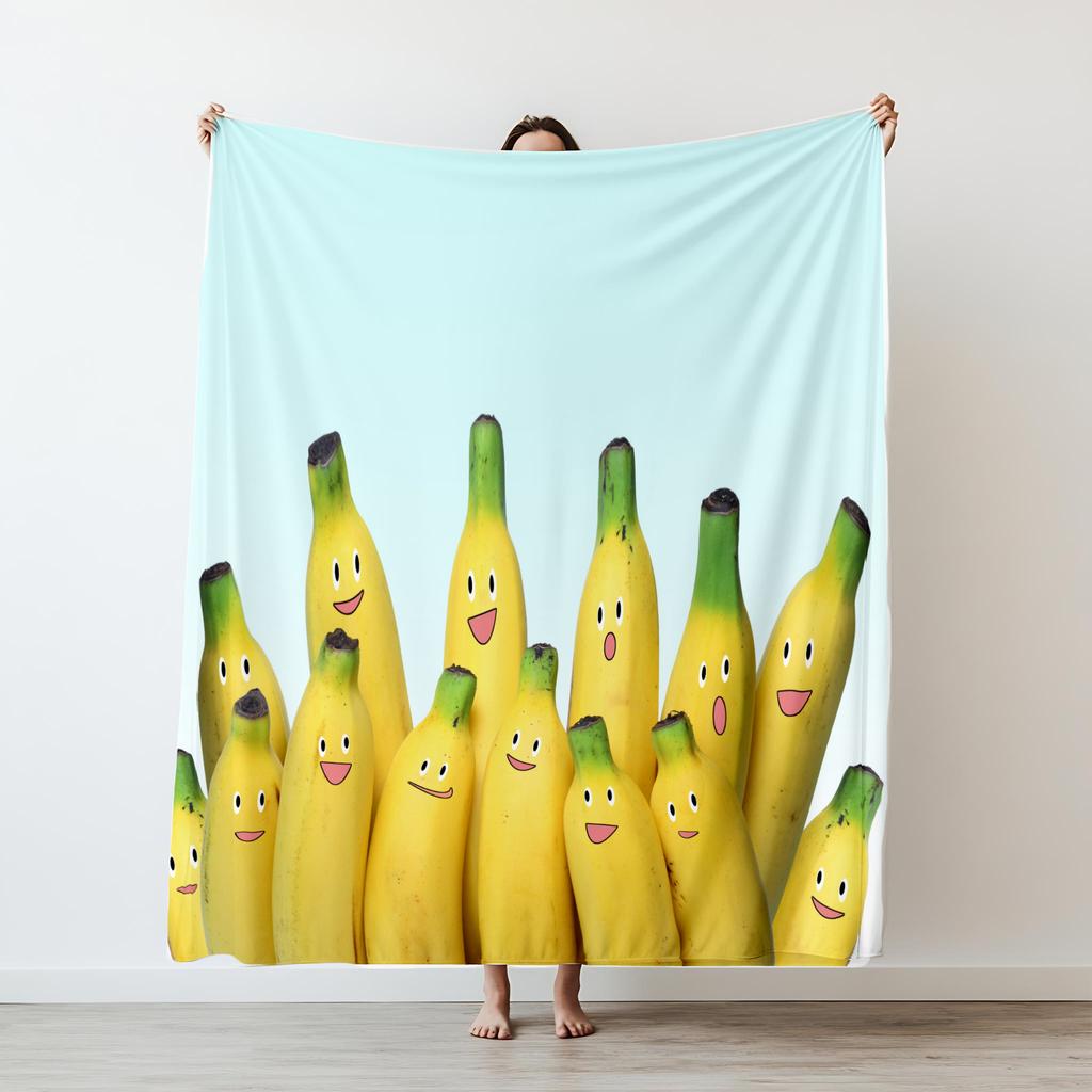 Cartoon cute yellow banana print Blanket For Gift Picnic Travel Bed Throw Blanket Applicable All Season Blankets