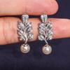 2026 New Trendy Micro Inlaid Shiny Leaf Earrings for Women's Fashion, High-end Pearls, Light Luxury Design Accessories