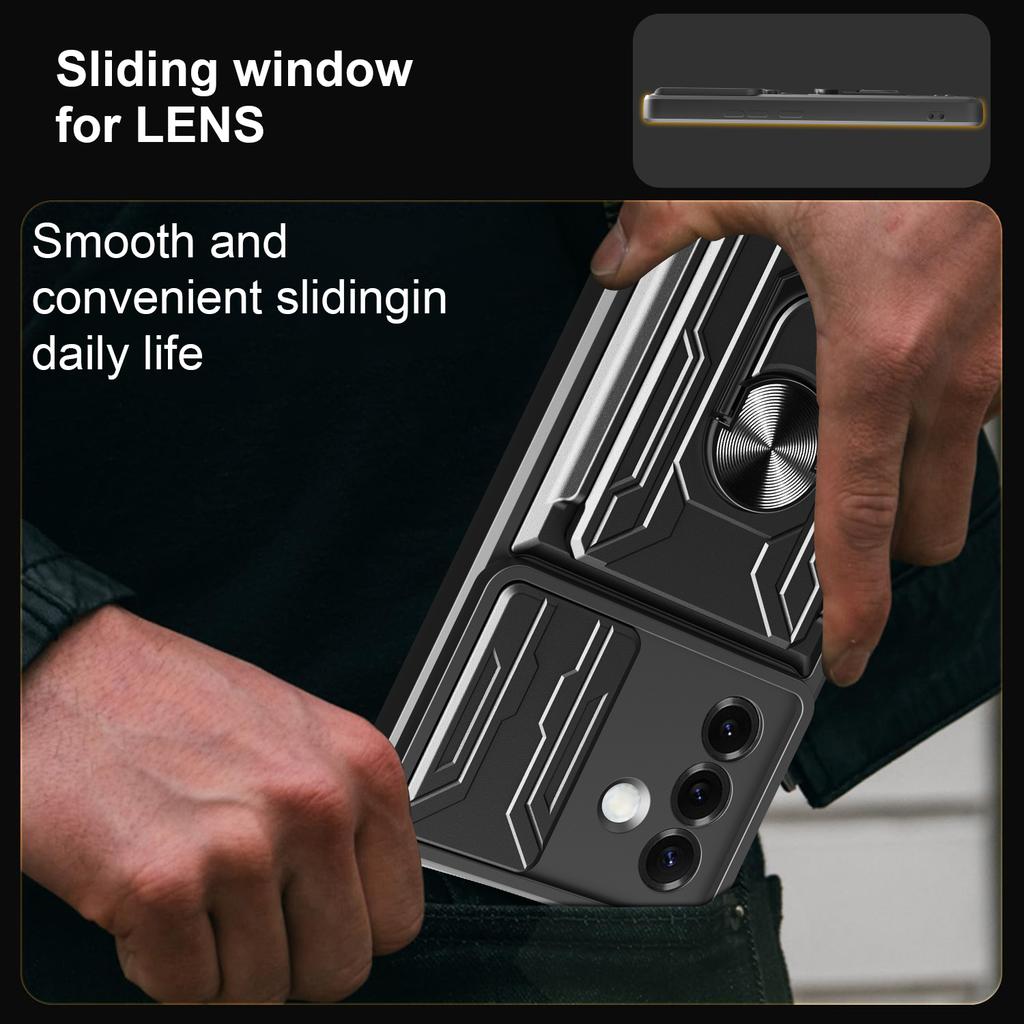 For Samsung Galaxy S25+ Case PC+TPU Kickstand Phone Back Cover with Camera Slider