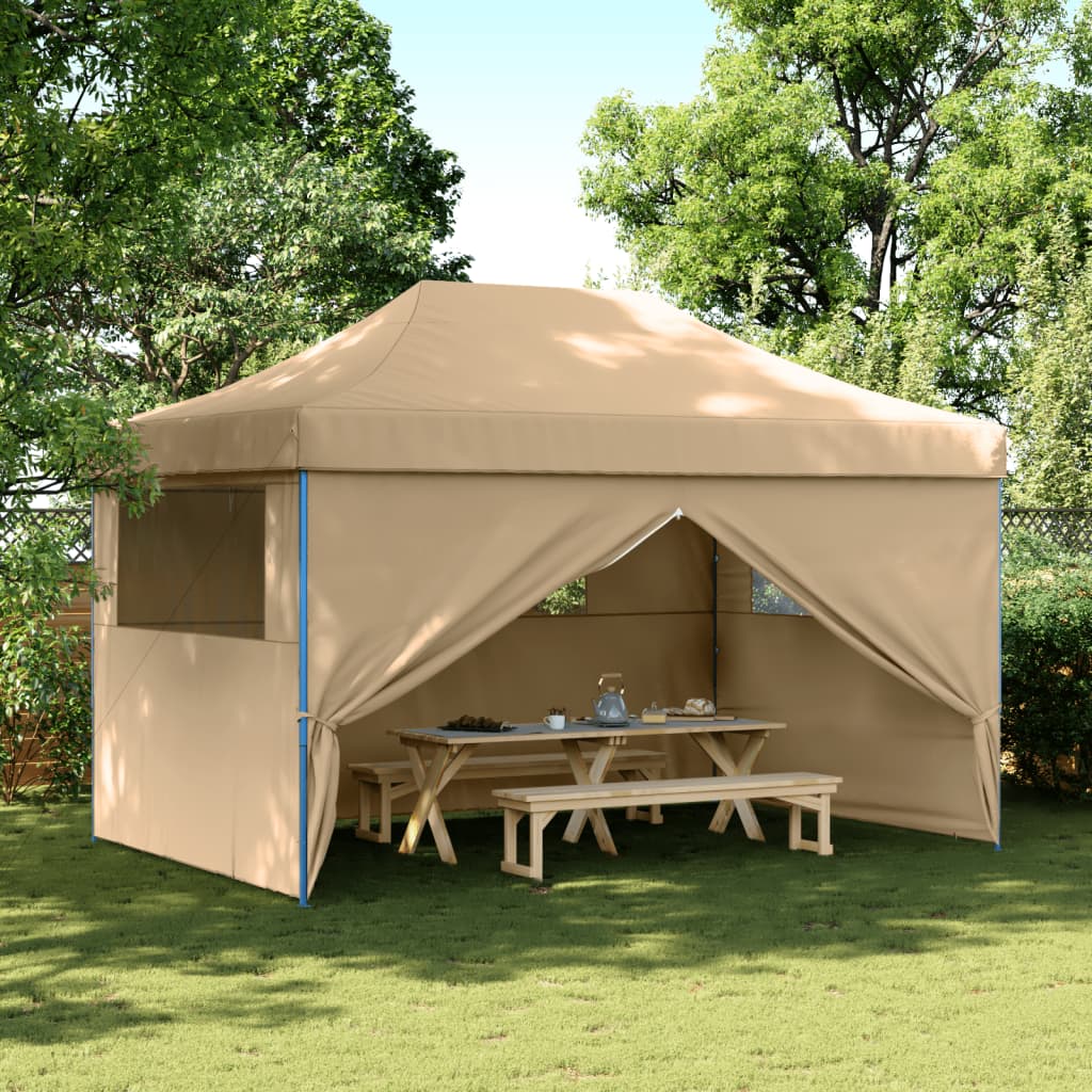 Vidaxl Pop-Up Party Tent with 4 Walls, Beige
