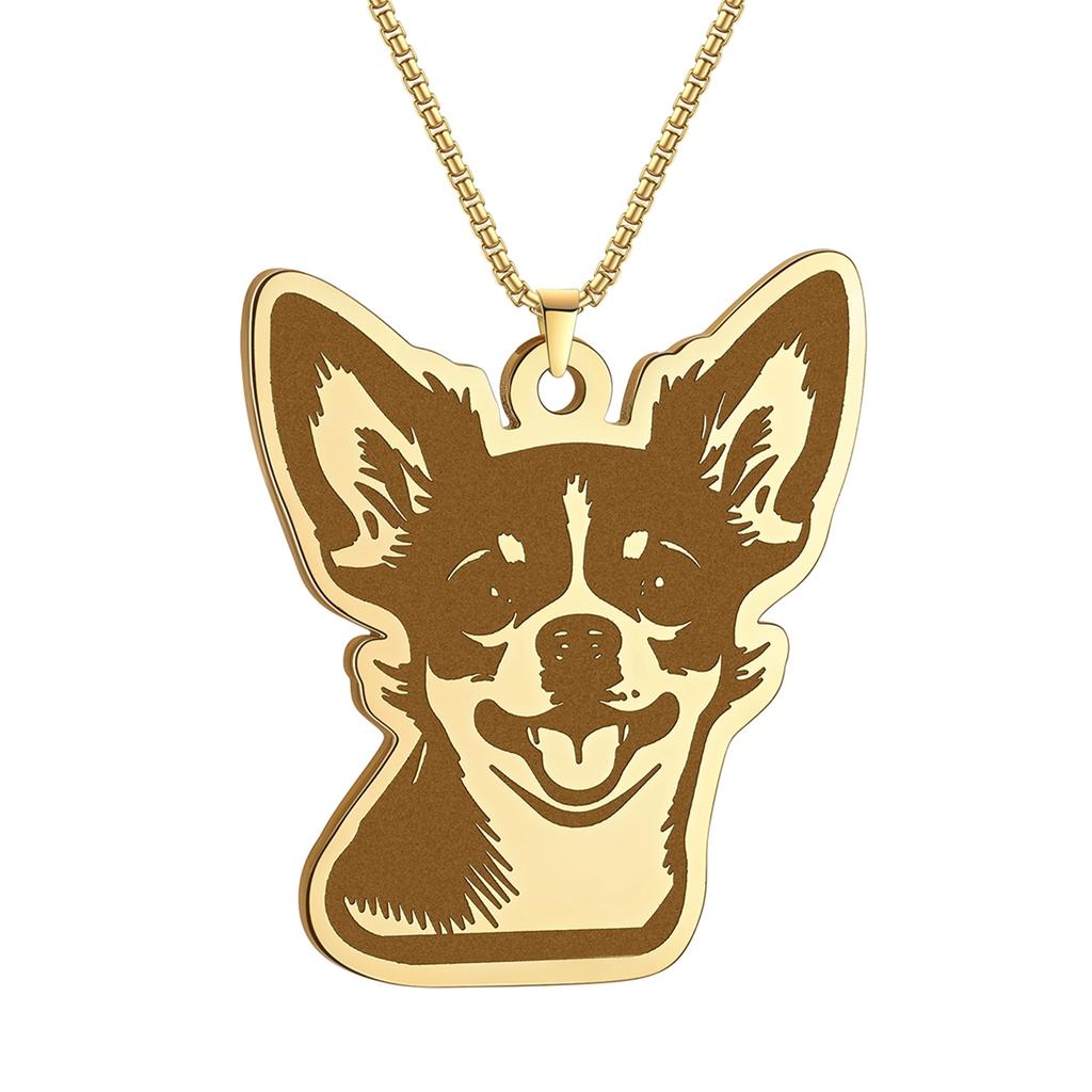 Kinitial Cute Dog Puppy Pendant Necklace For Women Men Stainless Steel Charm Necklace Wholesale Christmas Gift Jewelry