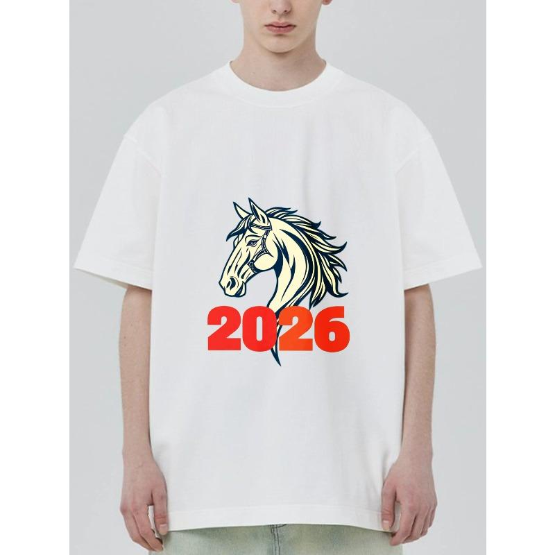 

Black T-Shirt Horse Head 2026 Print Casual Wear For Men And Women Streetwear Fashion Summer Outfit XXXXL білий