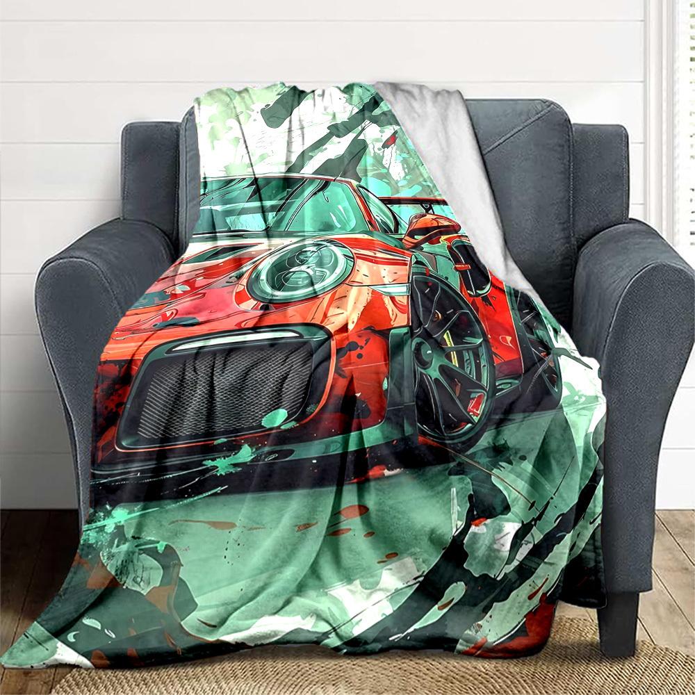 1PC Racing Car Blanket, Throw For Sofa, Bed, Travel, Camping, Livingroom,