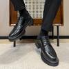 Leather Shoes Brock British Style Suit Thick Sole Heightening Black Casual Business Dress Wedding Groom Shoes