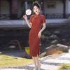 Red national style new Chinese style daily medium and long cheongsam improved young 1011 new women's high-end sense small man