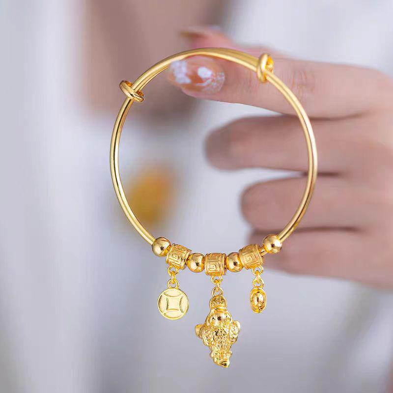 Браслет «Золотая Жаба Юань»: Браслет-застежка в китайском стиле, Ювелирные изделия из латуни с золотым покрытием