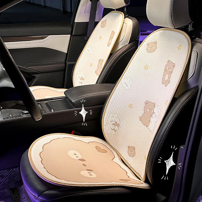 Summer car seat cushion cartoon bear rabbit ice silk car comfort seat cushion breathable and comfortable car interior seat cover
