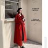 Double-sided Wool Coat for Women Autumn and Winter Long Mid-length Hepburn Style Red Age-reducing Temperament Woolen Coat