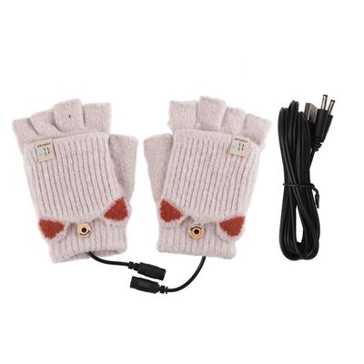 USB Heated Gloves Mitten Men Women Winter Knitted Fingerless Hand Warmer Heating Gloves for Office