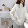 High End Fleece Lined Thickened Turtleneck Sweater for Women Autumn Winter Loose Plus Size Lazy Style Slimming Knitwear