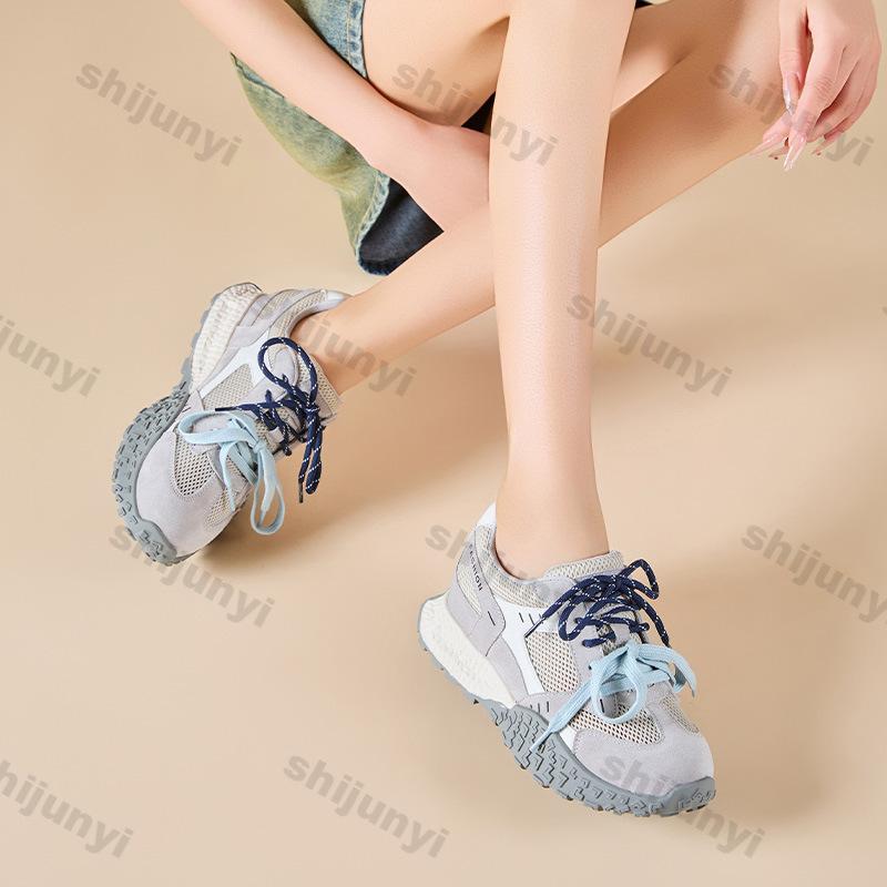 Fashion Women Platform Sneakers Autumn New Mesh Breathable Flats Outdoor Lightweight Comfortable Soft Sole Height Increase Casual Shoes