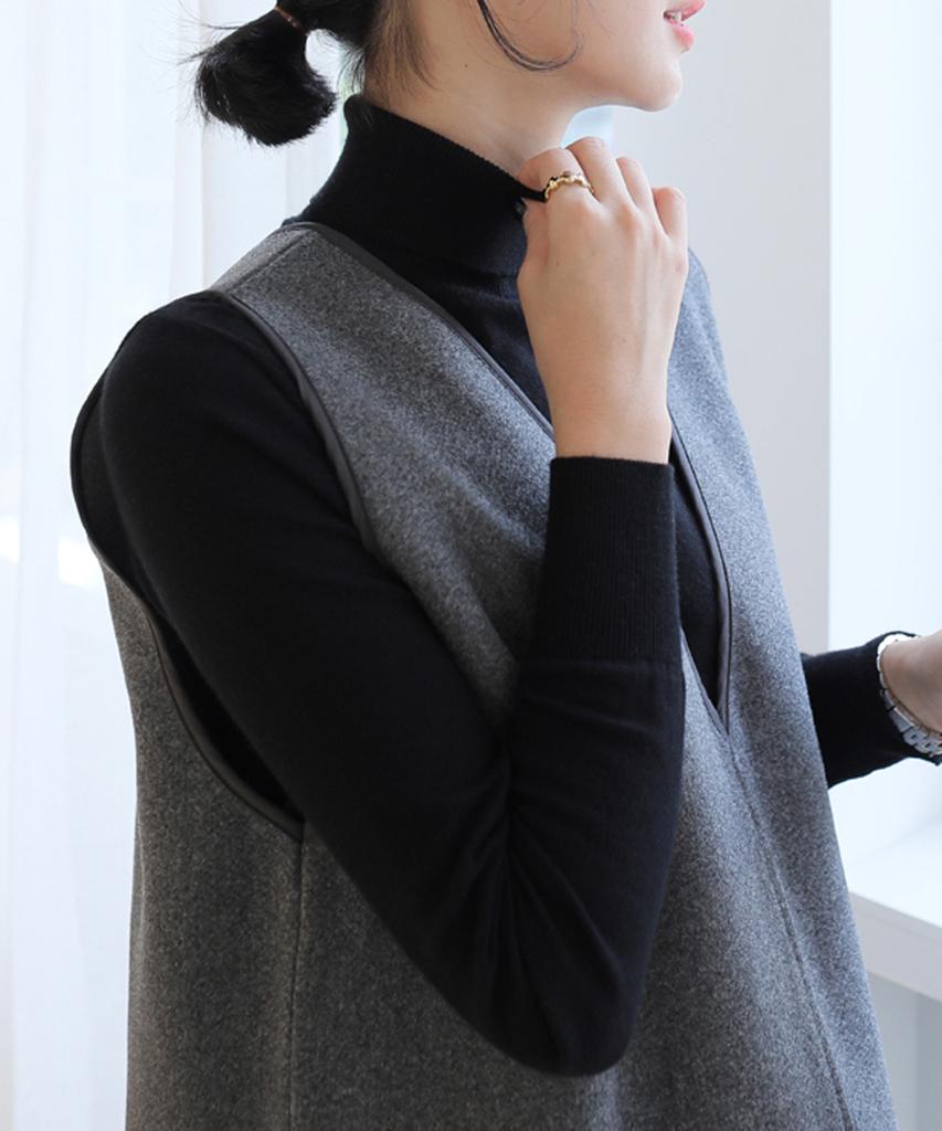 Ppaeppae Warm Basic Long Neck Turtleneck Knit T-Shirt