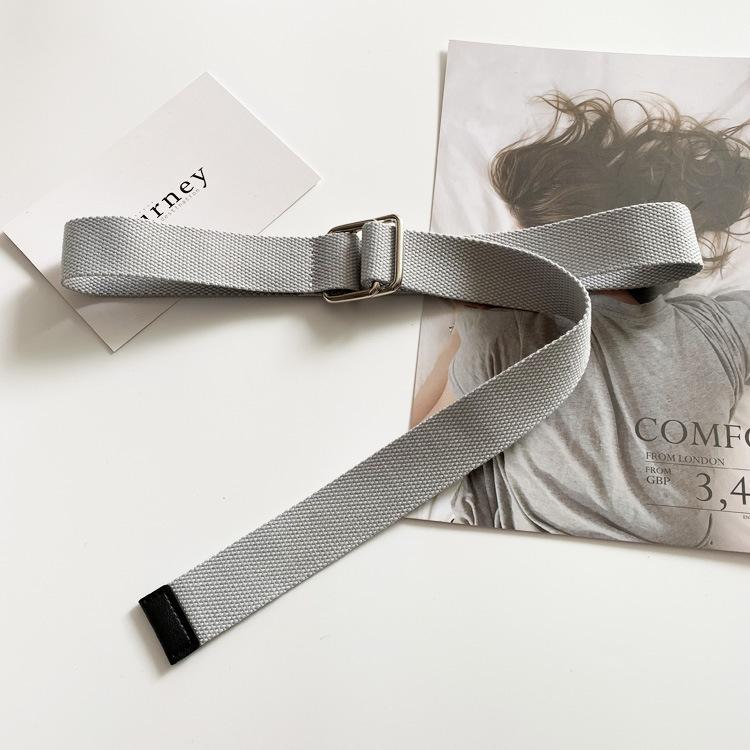

Ремень из холста для молодых студентов, мужской ремень, простой, с двойной пряжкой, декоративный ремень для женщин 130cm