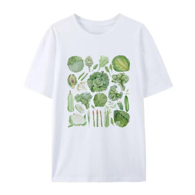 Vintage Botanical Vegetable Graphic T-Shirt Cute Vegan Aesthetic Gardening Top Unisex Cottagecore Loose Women's Shirt