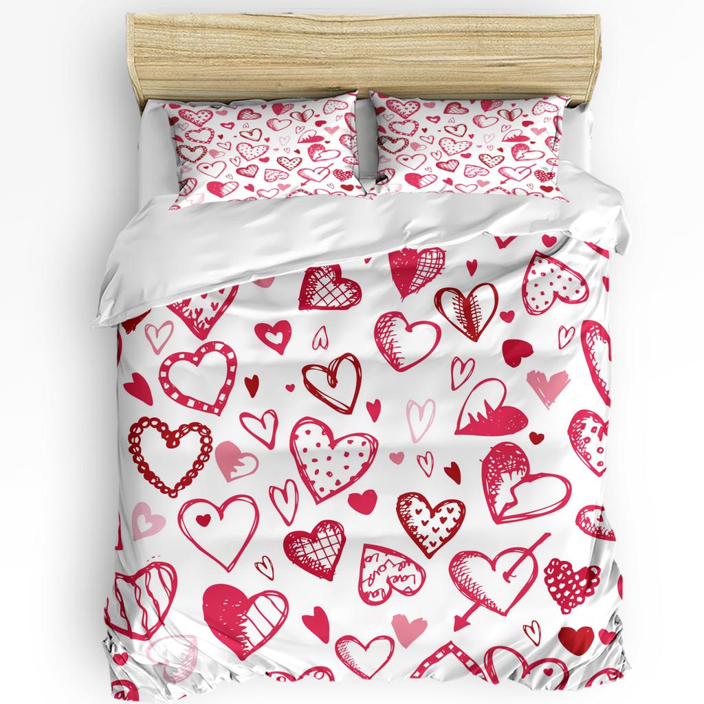 Heart Love Bedding Set 3pcs Boys Girls Duvet Cover Pillowcase Kids Adult Quilt Cover Double Bed Set Home Textile
