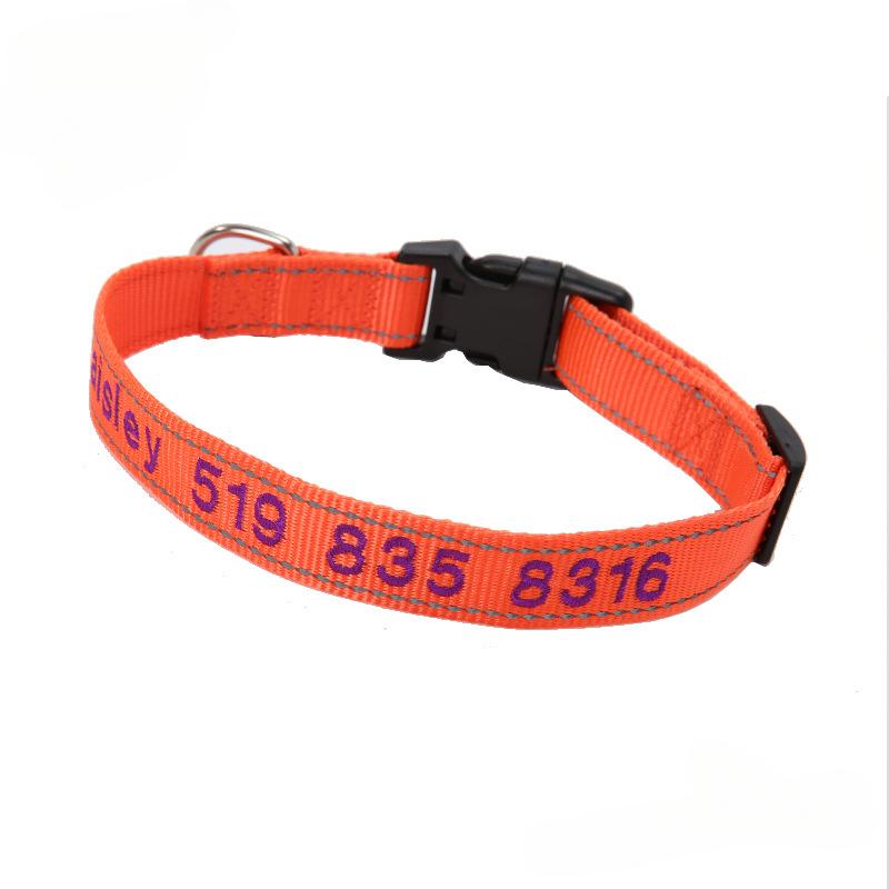 Pet Dog Embroidery Anti-lost Nylon Reflective Collar
