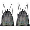 Portable Supermarket Fruit And Vegetable Drawstring Strap Pocket Beach Cloth Mesh Storage Bag Dirty Cloth Pull Rope Backpocket