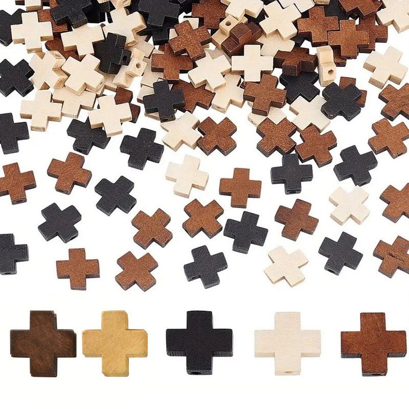 100PCS 15MM Cross Charms for Jewelry Making, Religious Cross Beads for Bracelets Necklaces, DIY Crafts