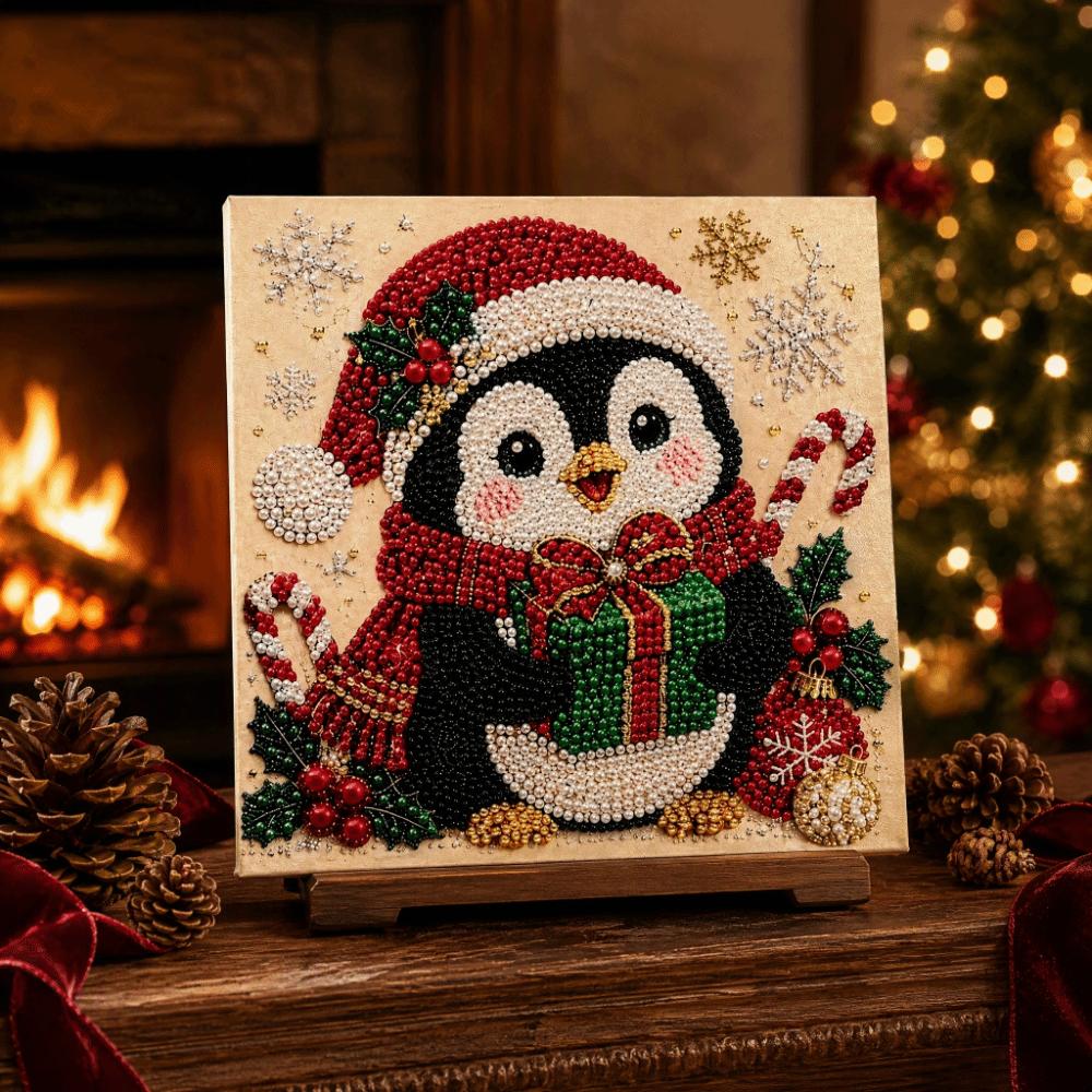 2D Flat Christmas Craft Kit Wood Framed Living Room Wall Art DIY Painting Kit Home Decor