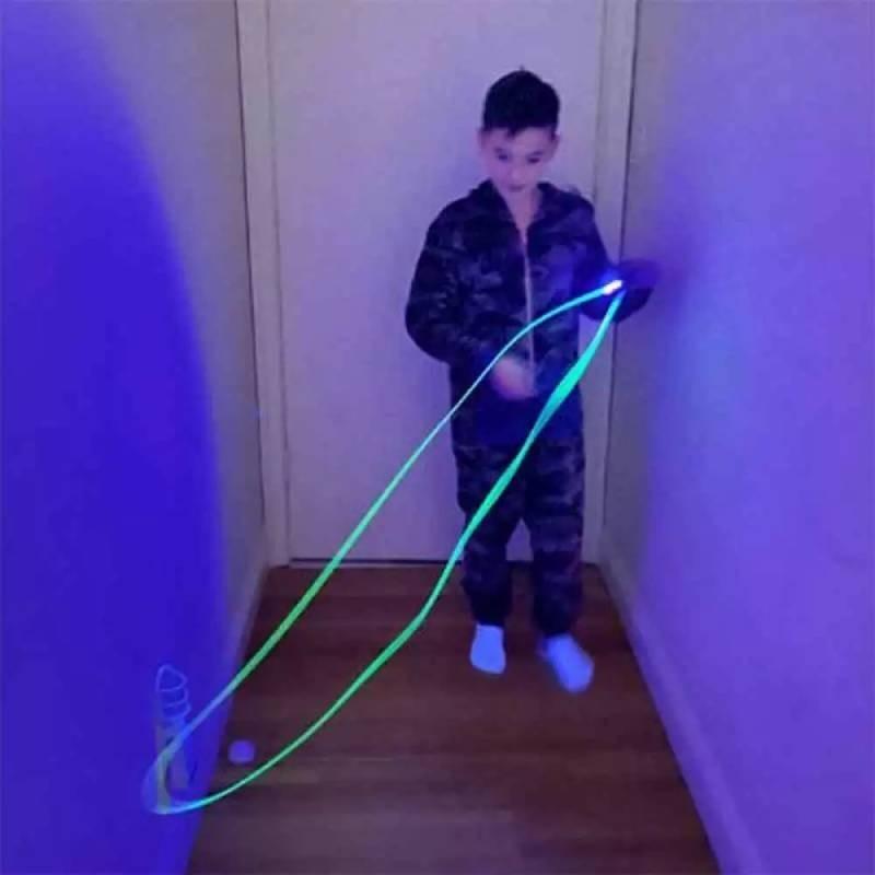 Colorful Led Zipstring Toy Plastic Handheld Adjustable Speed Looplasso Rope Launcher