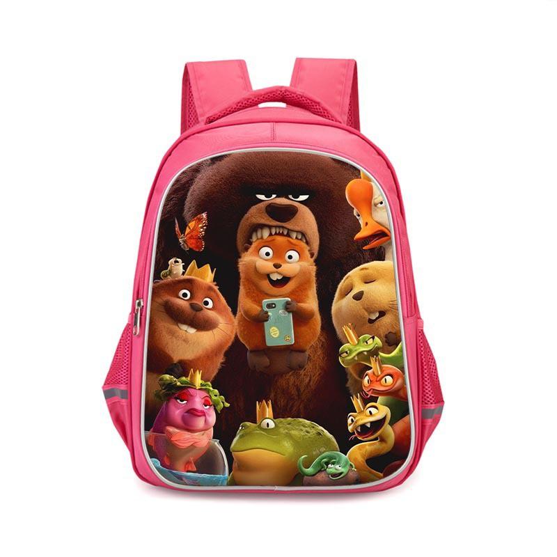 Girls School Backpack Grades 3-4 Large Capacity Pink Cartoon Oxford Fabric Bag With Ergonomic Back Support Reflective