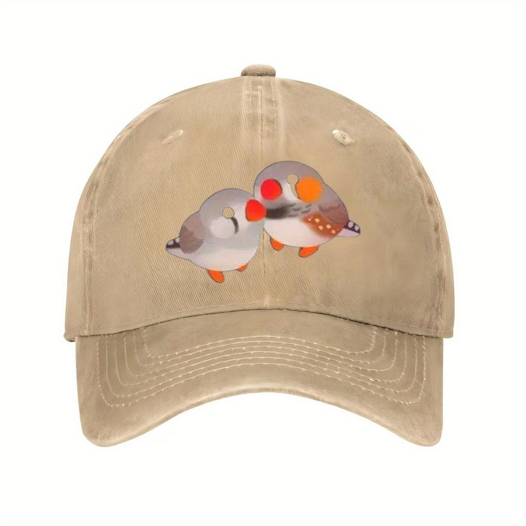 Cute Zebra Finch Birds Couple Baseball Cap Adjustable Cotton Printed Casual Hat for Bird Lovers