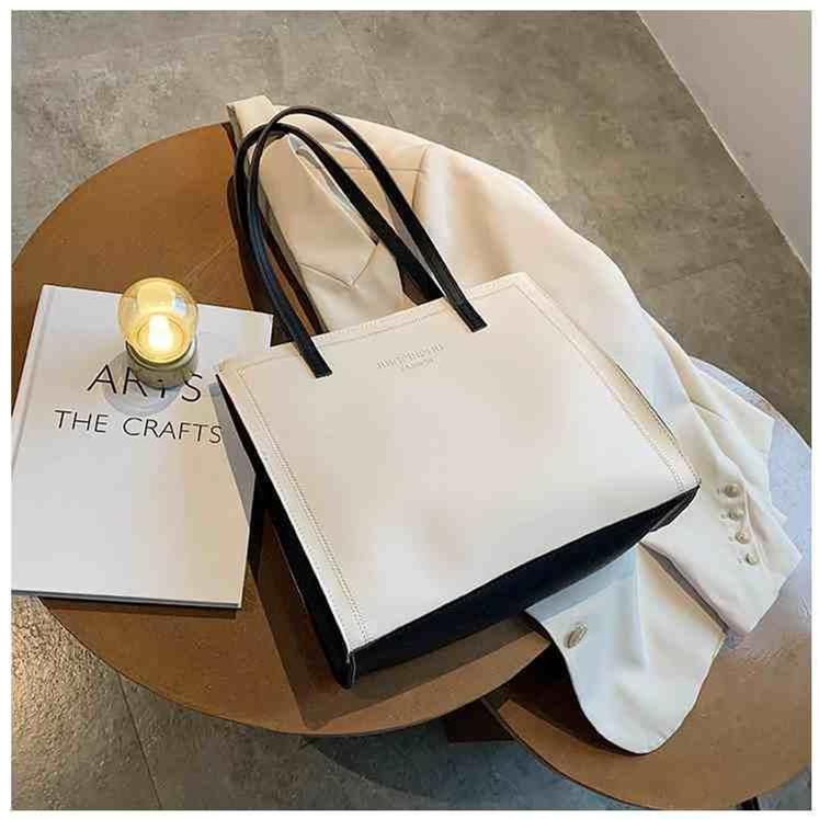 Женская однотонная большая вместительная сумка-тоут для отдыха из искусственной кожи — фото 11