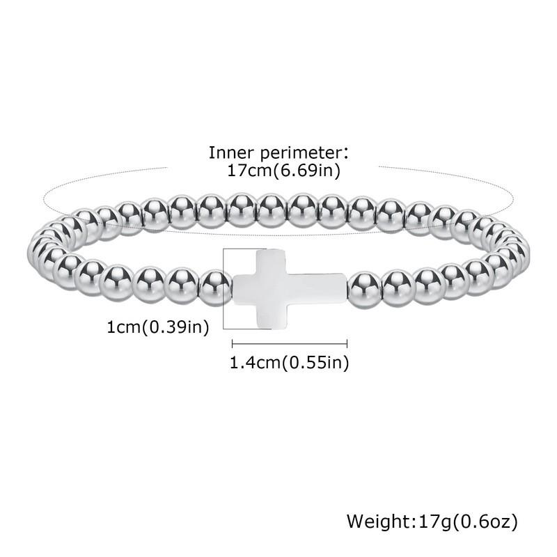 Stainless Steel Cross Beaded Bracelet Women Gold Plated Titanium Fashion OL Style Jewelry Steel