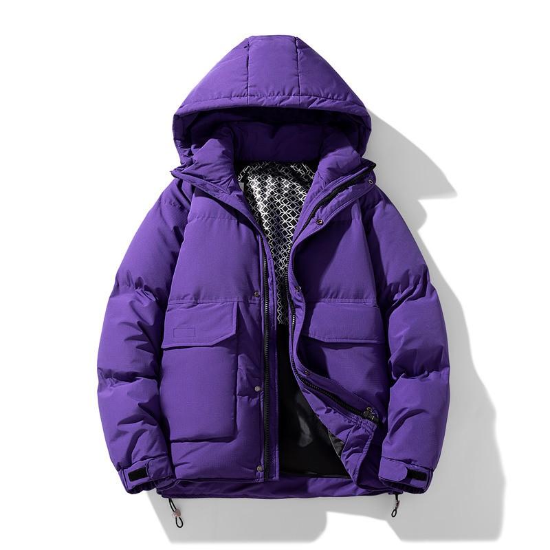 Mens Oversized Winter Down Jacket Loose Fit Plus Size Warm White Duck Coat With Hood