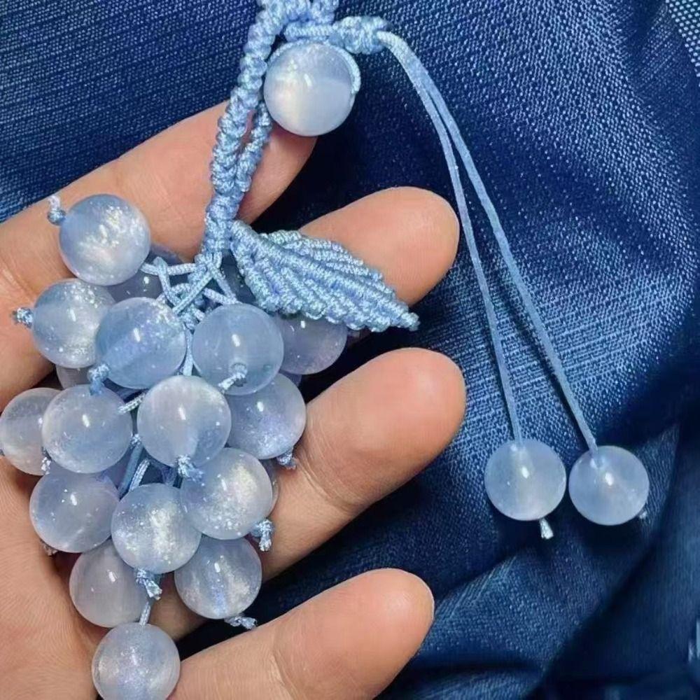 Elegant Grape Cluster Pendant Zinc Zinc Alloy Gradient Beads Woven Pendant Crystal Grape Phone Chain  Gifts