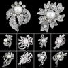 Nuovo bouquet da sposa spilla in cristallo con strass. Spille a forma di fiore