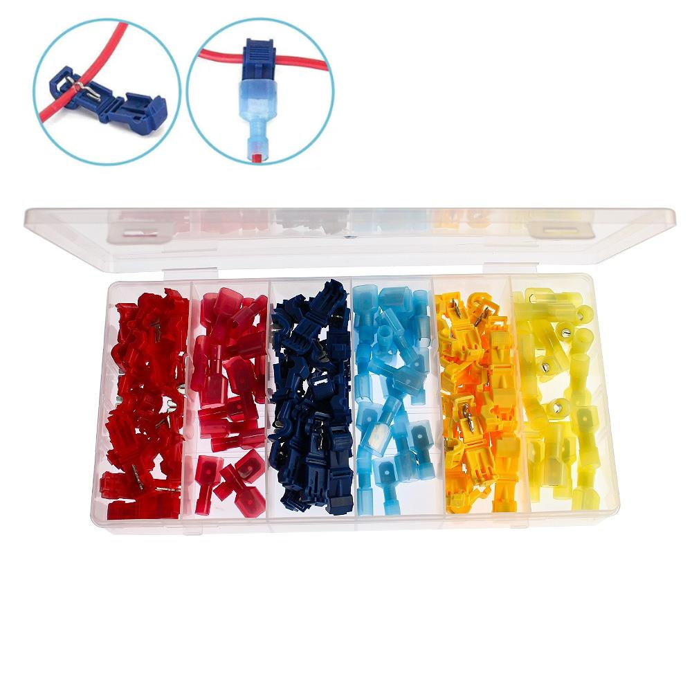 

120PCS Quick Electrical Cable Connectors Crimp Terminal T Type Terminal Block Electric Wire Connector Electrical Terminals Block білий