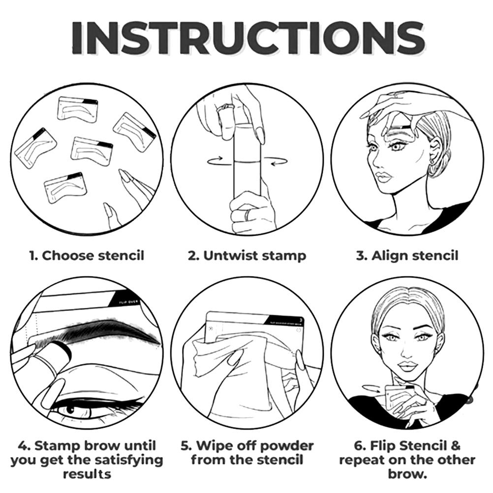 1 Set One Step Brow Stamp Shaping Kit, Eyebrow Stencil Makeup Powder, Hairline Powder (Medium Brown Set)