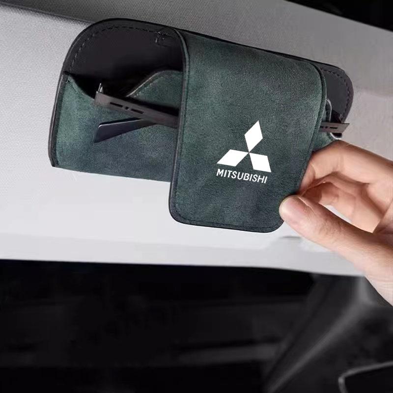 Auto Zonnebrilhouder Multifunctionele Brillen Kaarthouder Zonnebrillenbakje voor Mitsubishi L200 ASX Pajero Outlander Ralliart Eclipse EVO