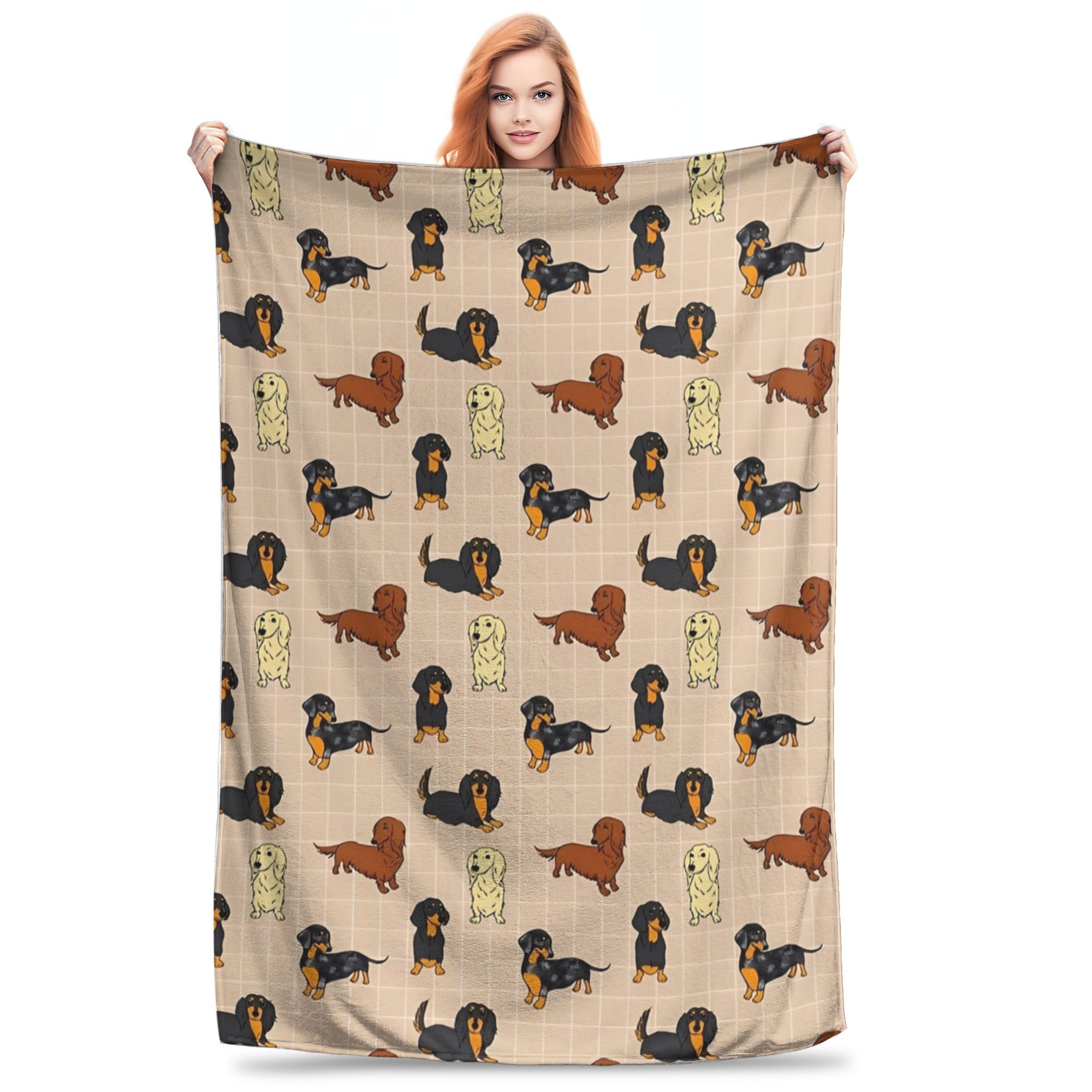 

Super Soft Blanket Decorative Dachshund Dog All Day Long Cream Throw Blanket Flannel Bedspread For Chair Sofa Bed Sofa Bed Cover 30x40in