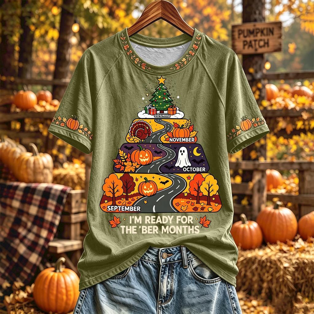 Women's V-Neck Casual Fashion Raglan Short Sleeve Tee, Color Print Top for Everyday Wear